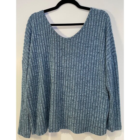 Romwe Womens Ribbed Scoop Neck Pullover Sweater Size M Fitted Preppy 90s Staple - Picture 1 of 9